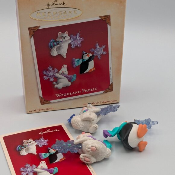 Hallmark Keepsake Woodland Frolic 2002, Set of 3 Vintage Christmas Ornaments - Picture 2 of 12